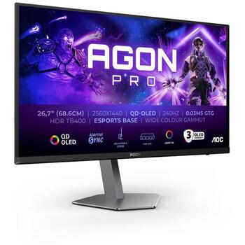 Aoc OLED монитор AG276QZD2, 2560 x 1440, 240 Гц, 0.03 мс, 250 кд/м², 2xHDMI, USB 3.2 Gen 1 хаб (AG276QZD2)