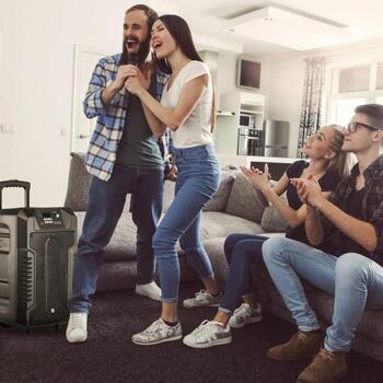 Manta Беспроводная колонка SPK1203B100, 100 W, Bluetooth 5.0, AUX, Гитара, Микрофон, Micro SD, USB, 8 ч работы от аккумулятора (SPK1203B100)