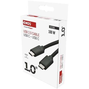 Emos Uzlādes un datu kabelis SM7028BL, 1m, 100W, 480 Mbit/s, USB-C-C, melns (SM7028BL)