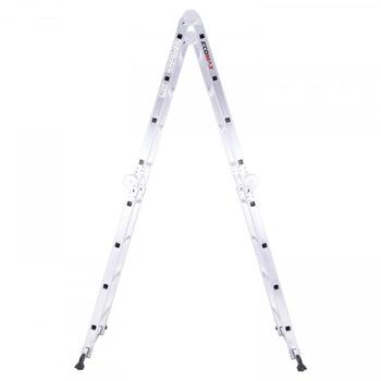 Ecomax Universālās kāpnes Silver PRO EML0002 EMX, 4x4 pakāpieni, 150kg, 2,26m, 4,65m, 1,23m, alumīnija, EN131 (EML0002&EMX)