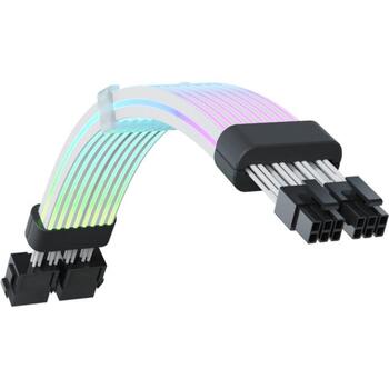 Gamemax barošanas kabeļa pagarinātājs VGA/CPU 2x8PIN-B, 30cm, 7A, 2x8 pin savienotājs, RGB LED apgaismojums (VGA/CPU 2x8PIN-B)