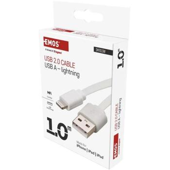 Emos Uzlādes un datu kabelis SM7013W, 1m, balts, 12W, 2,4A, 480Mbit/s, A-i16P savienotāji (SM7013W)