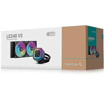 Deepcool Ūdens dzesētājs LE240 V2 R-LE240-BKAMMC-G-2, 75.89 cfm, 2 ventilatori, 31.6 dBA, 500-2100 RPM, RGB (R-LE240-BKAMMC-G-2)
