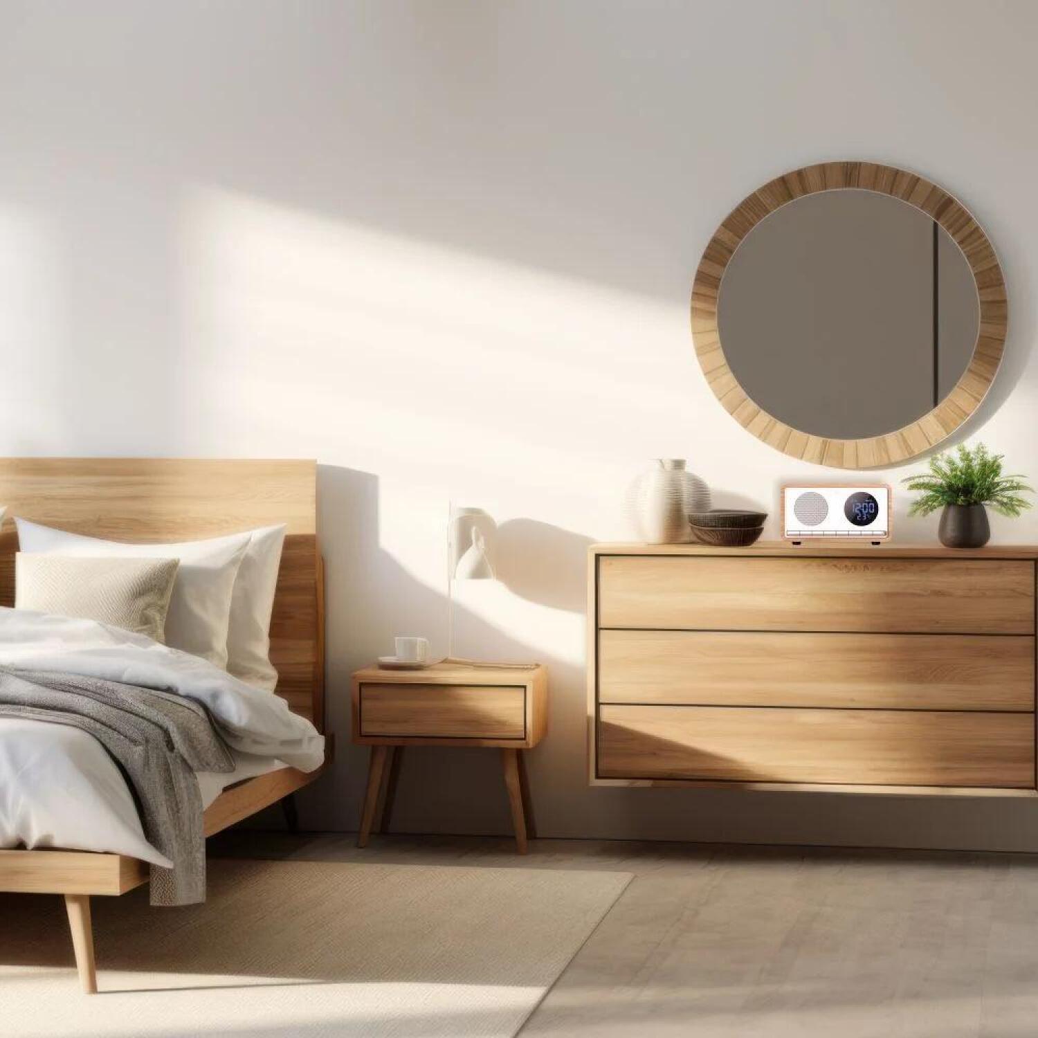 Manta Будильник RDI912W, 0.7kg, 93mm, 169mm, 100mm, 10W, Bluetooth 5.1, FM радио, 10ч работы от аккумулятора (RDI912W)