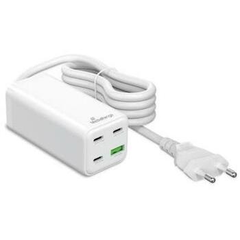 Mediarange зарядное устройство MRMA124 100W, 1.5m кабель питания, 3 USB-C, 1 USB-A, быстрая зарядка, белый (MRMA124)