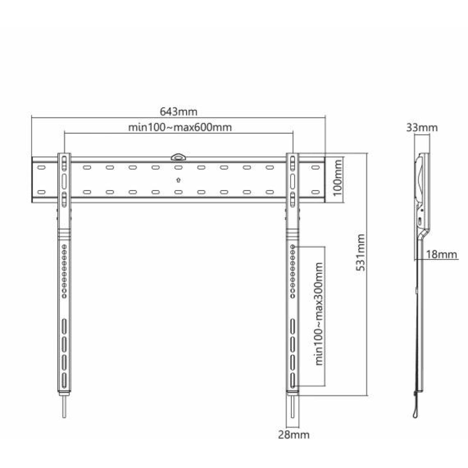 Sbox televizora kronšteins PLB-7036F, 43-80/40kg, 200x200-600x300, fiksētais, melna, tērauds/plastmasa (PLB-7036F)