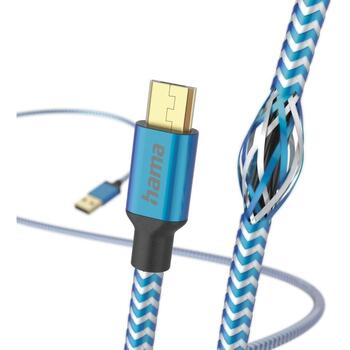 Hama USB kabelis 00201555, 1.5m, zila, USB 2.0, Mikro-USB, USB Type-A, 3A, 480Mbit/s, Quick Charge (00201555)