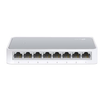 TP-Link TL-SF1008D сетевой коммутатор неуправляемый 8× 10/100 Mbps fanless компактный чёрный (TL-SF1008D)