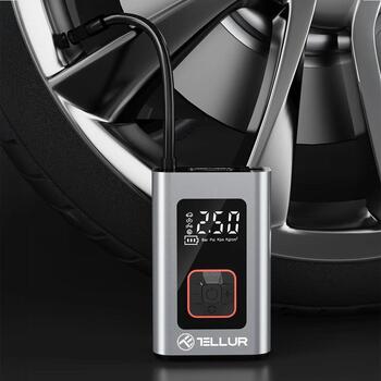 Tellur portatīvais gaisa kompresors TLL158571, 0.2–10.3 bāri, 2x2000 mAh, 5V/1A, USB-C, LCD, 4 režīmi (TLL158571)