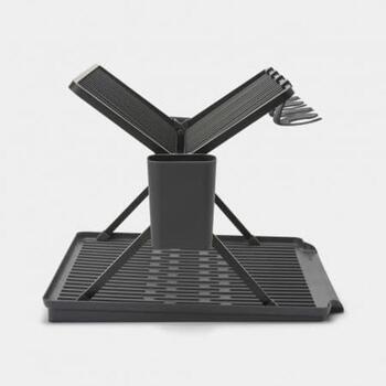 Brabantia 139482 складная сушилка для посуды, большая, тёмно-серая, алюминий, 33x42x51 см, 17 тарелок, 4 бокала (139482)