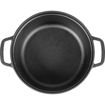 Browin čuguna katls ar pannu 330528, 5 l, 1 l, 26 cm, 21 cm, 12 cm, 15 cm, rokturi, vāks, grila panna, indukcijas, gāzes (330528)