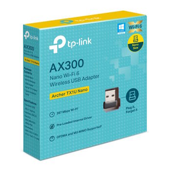 Tp-Link USB Wi-Fi адаптер Archer TX1U Nano, 287Mbps, Wi-Fi 6, USB 2.0, 1 антенна, MU-MIMO, OFDMA, режим AP, Windows 11/10/7, Linux (Archer TX1U Nano)
