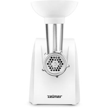 Zelmer Мясорубка ZMM1215B 70507118P, 1100 W, 2 диска, металлическая камера, пресс для томатного сока, адаптер для колбасы (70507118P)