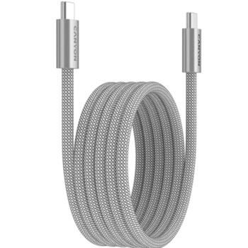 Vads ar USB C līdz USB C savienojumu 60 W ātro uzlādi magnētisku fiksāciju un pītu pārklājumu OnWire 60MG C-C 60W Magnet Braided 1 m Gaiši Pelēks CND-CCMG60AB15LG CANYON (CND-CCMG60AB15LG)