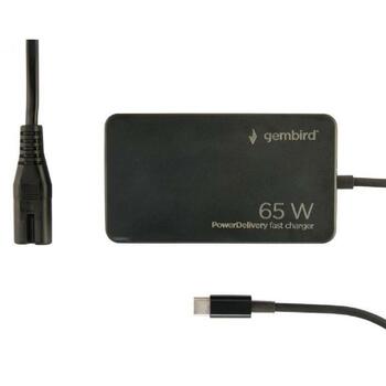 Gembird адаптер питания NPA-AC-PDQC65-01 65 Вт, USB Type-C, черный, 120 г, 109 мм, 44 мм, 29 мм (NPA-AC-PDQC65-01)