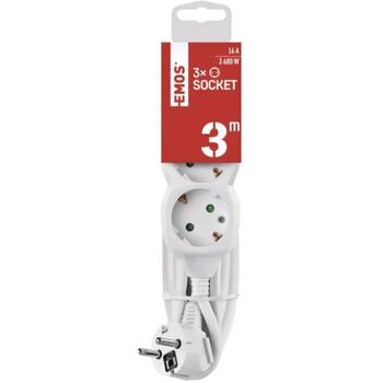 Emos Удлинитель P0323R, 3 м, 3× 2P + PE ГЕРМАНИЯ, 3 680 Вт, ПВХ, защита от детей (P0323R)