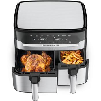 Tefal karstā gaisa friteris EY905D10, 5.2+3.1 L, nerūsējošais tērauds, 8 programmas, sinhronizācijas funkcija (EY905D10)