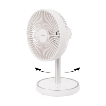 Eurom Vento Cordless Telescopic bezvadu teleskopiskais ventilators telpu dzesēšanai 10W akumulators oscilācija 4 ātrumi pārnēsājams balts (384635)