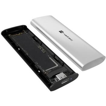 Natec SSD корпус NKZ-2474, 105mm, 38mm, 12mm, 40g, Алюминий, Пластик, 3.2 Gen 2, 0.21m, 10 Gbit/s, 10 TB, 1x M.2, USB Type-C (NKZ-2474)