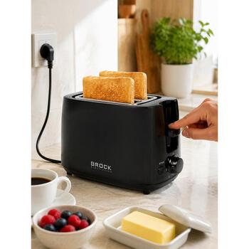 Brock BT 1007 BK тостер, 2 ломтика, 700 Вт, черный, металл/пластик, автоотключение, регулировка поджаривания (BT 1007 BK)