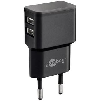 Goobay USB lādētājs 44951, 12W, 5V, 2.4A, 2x USB 2.0 Type A, 100-240V, melns (44951)