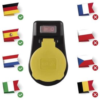 Emos Розетка с выключателем P00292, 1x2P+PE, 3 680 W, IP44, черный, защита от детей (P00292)