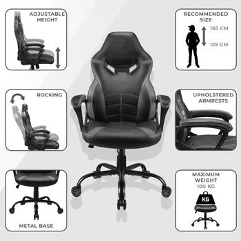 Subsonic Spēļu krēsls SA5573-B3, melna, dzeltena, sintētiskā āda, 3. klase, metāla, 5 riteņi, augstuma regulēšana ±10 cm (SA5573-B3)