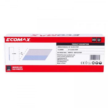 Ecomax отделочные гвозди EMNA341838GALV&EMX, 38x1,8 мм, 4000 шт, угол 34°, электрогальванизированные, 15GA (EMNA341838GALV&EMX)