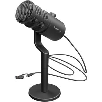 Genesis Datora mikrofons Radium 350D NGM-2168, -48 dB, 60-14000 Hz, 24 biti, 192 kHz, USB-A, USB-C, dinamisks, kardioīds, melns (NGM-2168)
