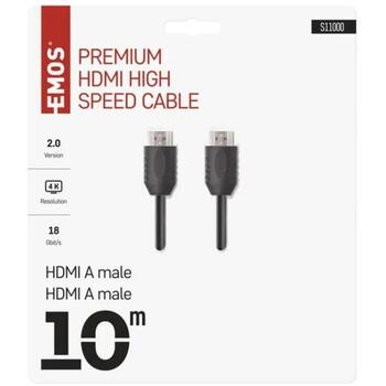 Emos Высокоскоростной HDMI 2.0 кабель S11000, 10 м, 18 Гбит/с, 4K, Ethernet, ARC, поддержка 3D, PVC (S11000)