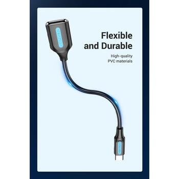 Vention USB 2.0 C мужской на A женский OTG кабель 0.15м черный, 0.15м, 480Мбит/с, прямой разъем (CCSBB)