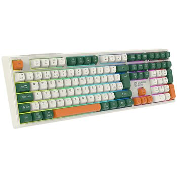 Bezvadu mehāniskā spēļu klaviatūra 108 taustiņi RGB 2.4 GHz + Bluetooth + USB Whisper-Quiet Brown Shadder GKW-11 Balta CND-SKBW11 CANYON (CND-SKBW11)