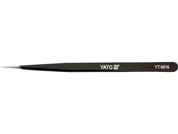 Yato пинцет YT-6916, 140мм, 40 HRC, нержавеющая сталь 302, прямой очень узкий кончик, антистатический, антимагнитный (YT-6916)