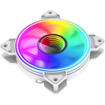 Gamemax Вентилятор корпуса DUAL RING INFINITY WH, 120mm, 1200rpm, 47cfm, 30dB, ARGB вентилятор (DUAL RING INFINITY WH)