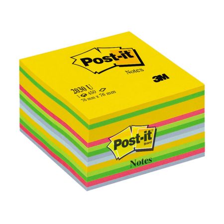 Piezīmju līmlapiņu kubs Post-it Ultra 76x76mm, asorti krāsas, 450 lpp (100-02217)