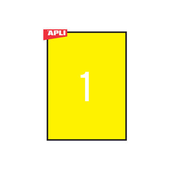 Uzlīmes APLI ILC ar izmēru 210x297mm, 20 loksnes/20 uzlīmes dzeltenas (100-00478)
