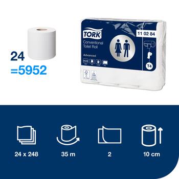Tualetes papīrs TORK Advanced T4, 2 sl., 248 lapiņas rullī, , 10 cm x 34.72 m, 24 gab./iepak. (400-03694)