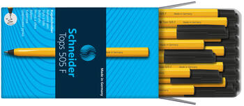 Lodīšu pildspalva SCHNEIDER 505 F 0.7mm, dzeltens korpuss, melna tinte (200-00486)