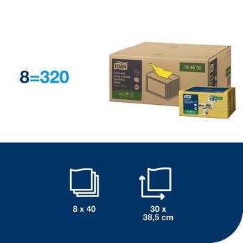 Lupatiņas TORK PREMIUM W8 sistēmai,izmēri: 38 x 30 cm., 40gab./iepak., dzeltenā krāsā (400-01625)