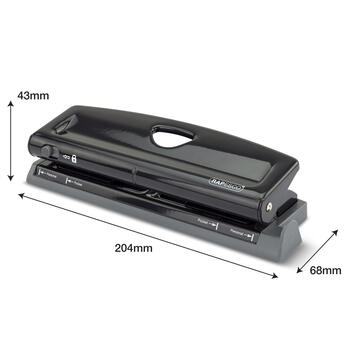 Regulējams caurumu perforators RAPESCO, 6 caurumi, 9 loksnes, melns (200-15340)