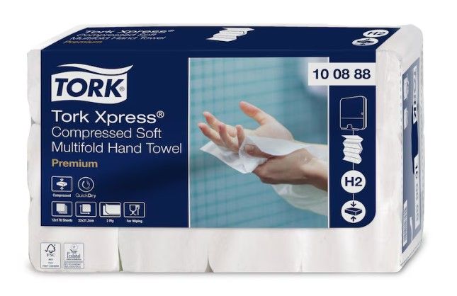 Tork Xpress Soft vairākkārt saspiesti, mīksti papīra dvieļi, H2 100888 (400-10189)