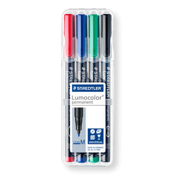 Noturīgais marķieris STAEDTLER kodoskopa plēvēm OHP 317M, 1.0mm, 4 krāsu komplekts (200-10707)
