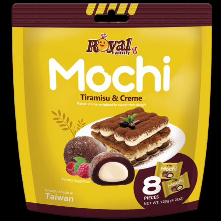 Japāņu rīsu kūka ROYAL FAMILY Mochi, Tiramisu, 120g (450-23521)