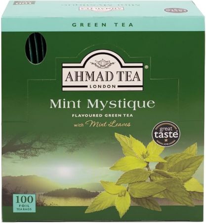 Ahmad zaļā tēja "Mint Mystique", 100 tējas maisiņi folijas aploksnēs (450-28653)