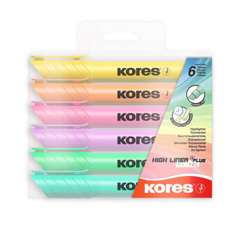 Teksta marķieris KORES HIGH LINER PLUS, 4 pasteļu krāsas (200-12605)