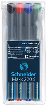 Noturīgais marķieris SCHNEIDER kodoskopa plēvēm OHP Maxx 220S, 0.4mm, 4 krāsas (200-01508)