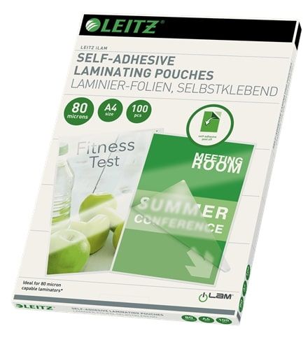 Leitz iLAM laminēšanas kabatiņas, pašlīmējošas A4, 80 mikroni (250-08333)