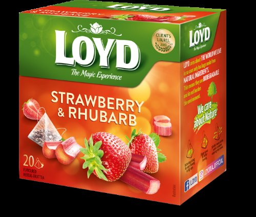 Augļu tēja LOYD Pyramids ar zemeņu un rabarberu garšu, 20x2 g (450-11628)