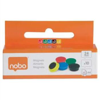 Magnētiskās tāfeles magnēti Nobo 10 iepakojumā 24 mm asorti (250-08549)