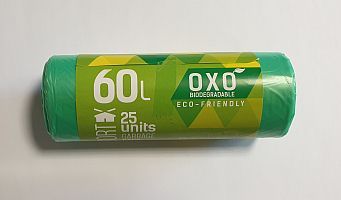 Atkritumu maisi BIO, zaļi, HDPE, 60L, 60x70cm 13mk, 25 gab. (400-10520)